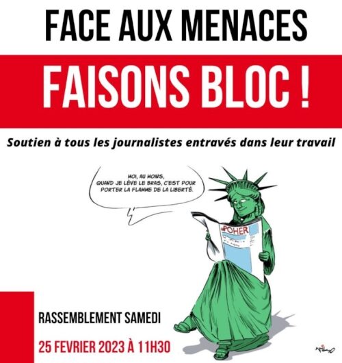 Rassemblement pour la liberté d’informer à Carhaix, ce samedi, 25 février devant « Le Poher » attaqué par l’extrême droite