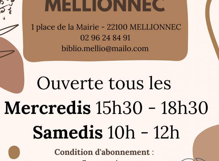 Horaires d’ouverture de la Bibliothèque de Mellionnec