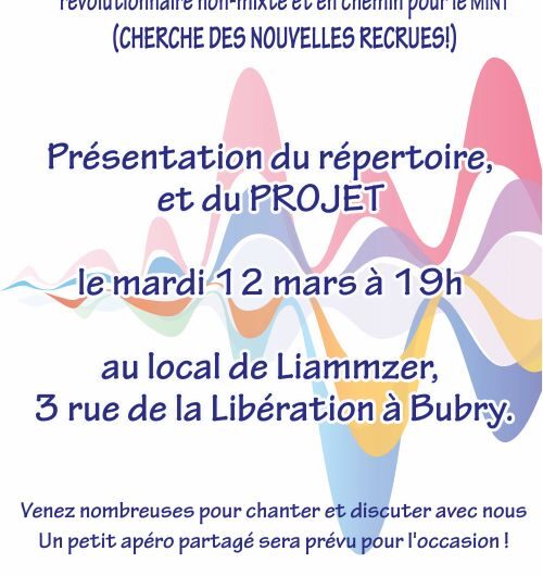 12 mars: soirée Chorale Féministe Révolutionnaire à Bubry