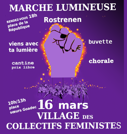 Le 8 mars, viens à Rostrenen pour la marche féministe lumineuse !