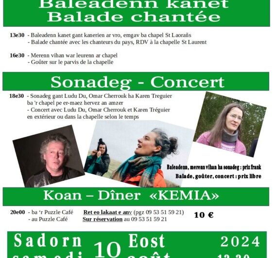 Balade chantée et concert à Pénity Saint Laurent 10 août