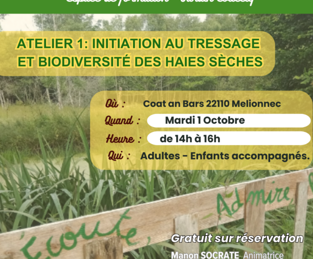 1er octobre à Mellionnec : initiation à la biodiversité des haies sèches.