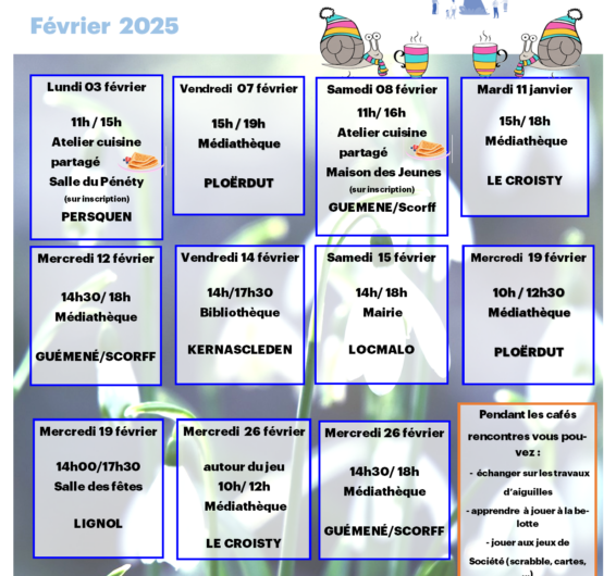 Programme de Février de la maison des habitants secteur de Guémené Sur Scorff