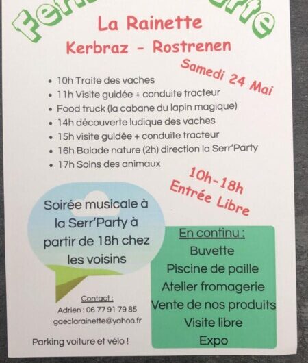 24 mai : “Ferme ouverte” à la Rainette – Rostrenen
