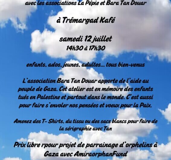 Atelier sérigraphie et fabrication de cerf-volants le 12 juillet au Tremargad Kafe