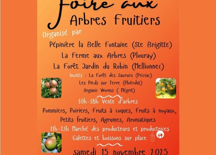 Foire aux Arbres Fruitiers ! Samedi 15 Novembre de 10h à 18h, à Lescouët-Gourarec, au centre bourg