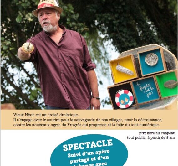 Samedi 22 novembre 20h, à Mellionnec, spectacle “Vieux Néon éclaire le monde !”