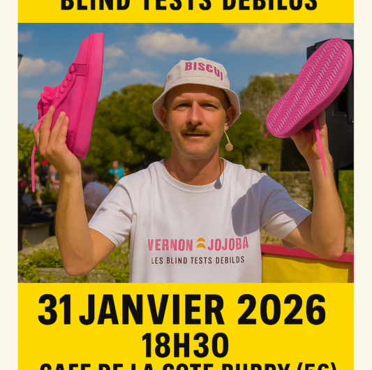 Sam 31/01 18h30 au Café de la Côte à Bubry : concert blind-test loufoque de Vernon Jojoba