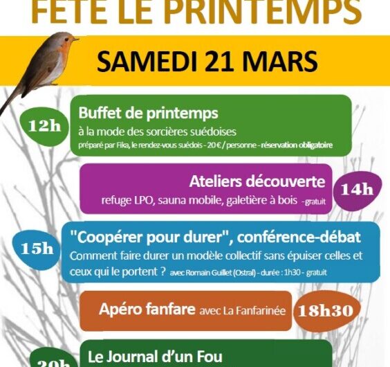 Samedi 21 mars, l’auberge fête le printemps ! c’est à Mellionnec