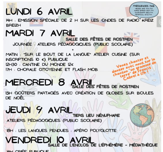 SEMAINE DES LANGUES – seconde réunion de préparation – mercredi 11 mars – 17h – espace Kdoret ROSTREN