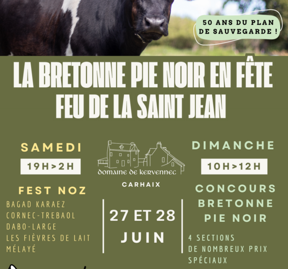 La Bretonne Pie Noir en fête et Feu de la St Jean – 26-27 juin – Domaine de Kervennec à Carhaix Plouguer