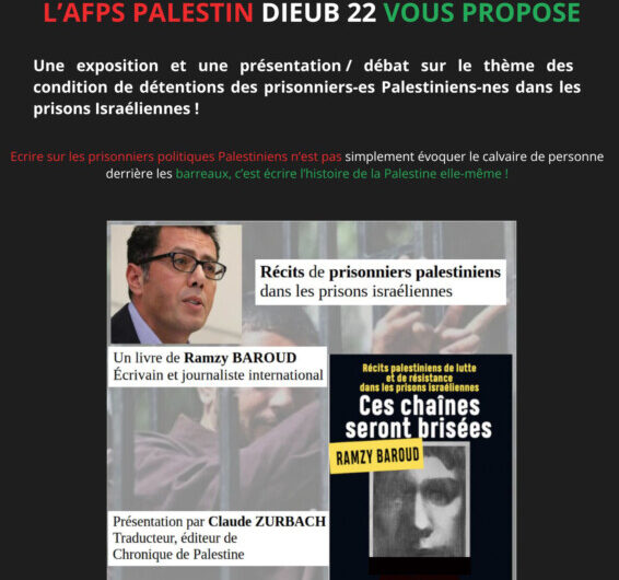 Rostrenen, le 29 mai Conférence sur les prisonniers Palestiniens dans les prisons israéliennes