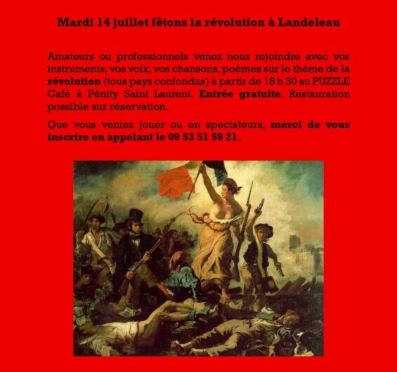 Mardi 14 juillet fêtons la Révolution au PUZZLE Café de Landeleau