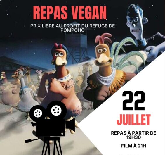 Projection Chicken Run et repas vegan le 22 juillet à Rostrenen
