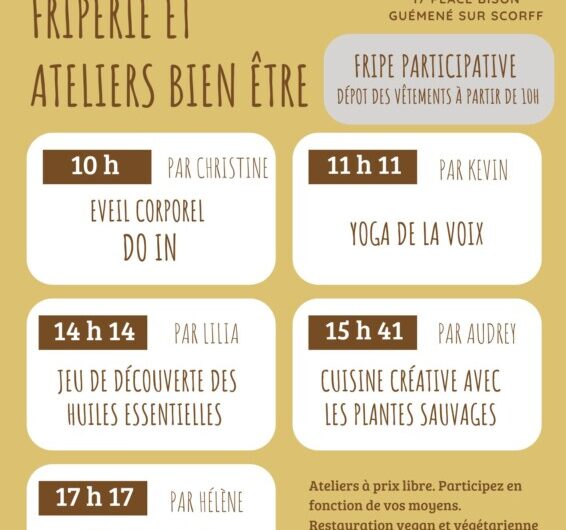 Vide dressing et atelier bien être le 9 août à Guéméné sur Scorff