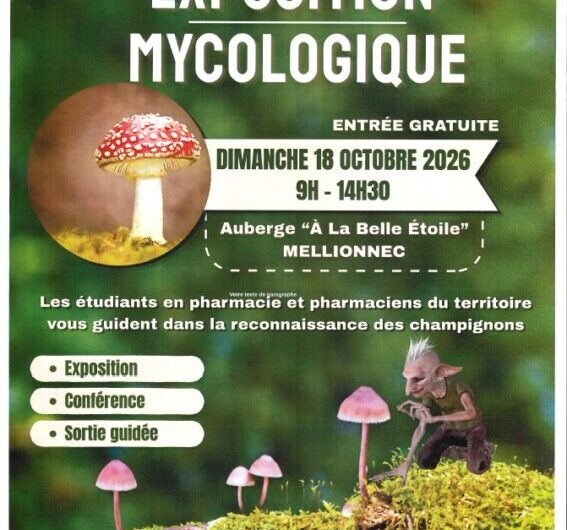 EXPOSITION MYCOLOGIQUE, dimanche 18 octobre de 9h à 14h30 à MELLIONNEC