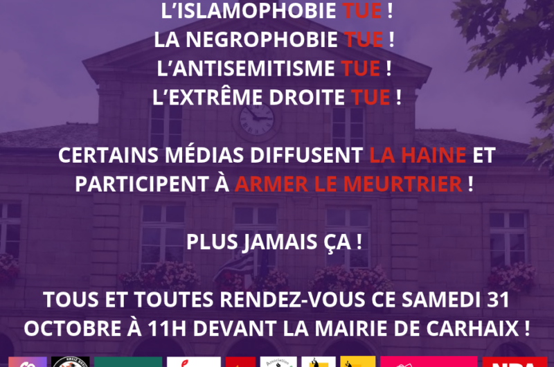 Samedi 31 à Carhaix : rassemblement contre le racisme